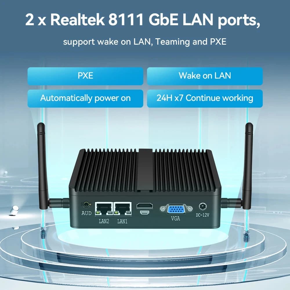 Intel Celeron N5105 J6412 Mini PC with 4xUSB 1xHDMI 1xVGA Support WiFi Pfsense Linux Computer for Industrial Window10Pro Ready
