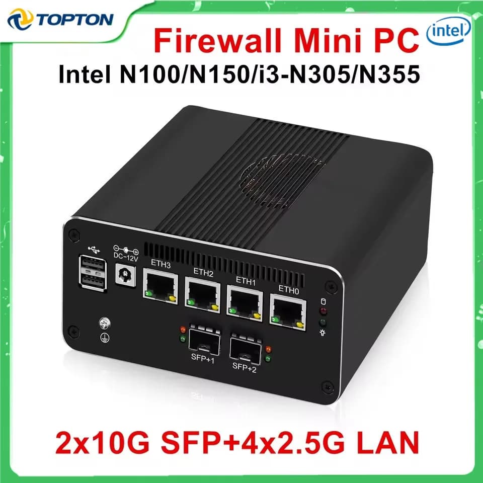 Topton Solid Firewall Mini PC 2x 10G SFP+ 4x/8x 2.5G LANs Twin Lake Intel N150 DDR5 NVMe Proxmox pfSense Network Homelab Server