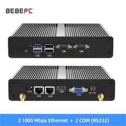 BEBEPC Industrial Fanless Mini PC Celeron 2955U Core Windows 10 Dual LAN 2 RS232 2 LAN DDR3L VGA WIFI USB Mini Computer Desktop
