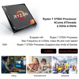 AMD Ryzen 7 2700U/3750H/Ryzen 5 2500U/3550H Mini PC Windows 11 Pro DDR4 M.2 SSD Desktop Office MINI PC Gamer Computer