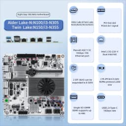 TOPTON 10G NAS Motherboard 8-Bay Intel I3-N300 N150 2*2.5G LAN 2*NVMe 2*SFF-8643 to 8*SATA PCIex1 DDR5 Firewall PC ITX Mainboard