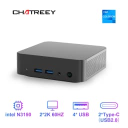 Chatreey T9 Mini PC Intel N3150 WIFI5 Windows 11 Ultra Small Pocket Computer Dual SSD Type-C 2K 60Hz RGB