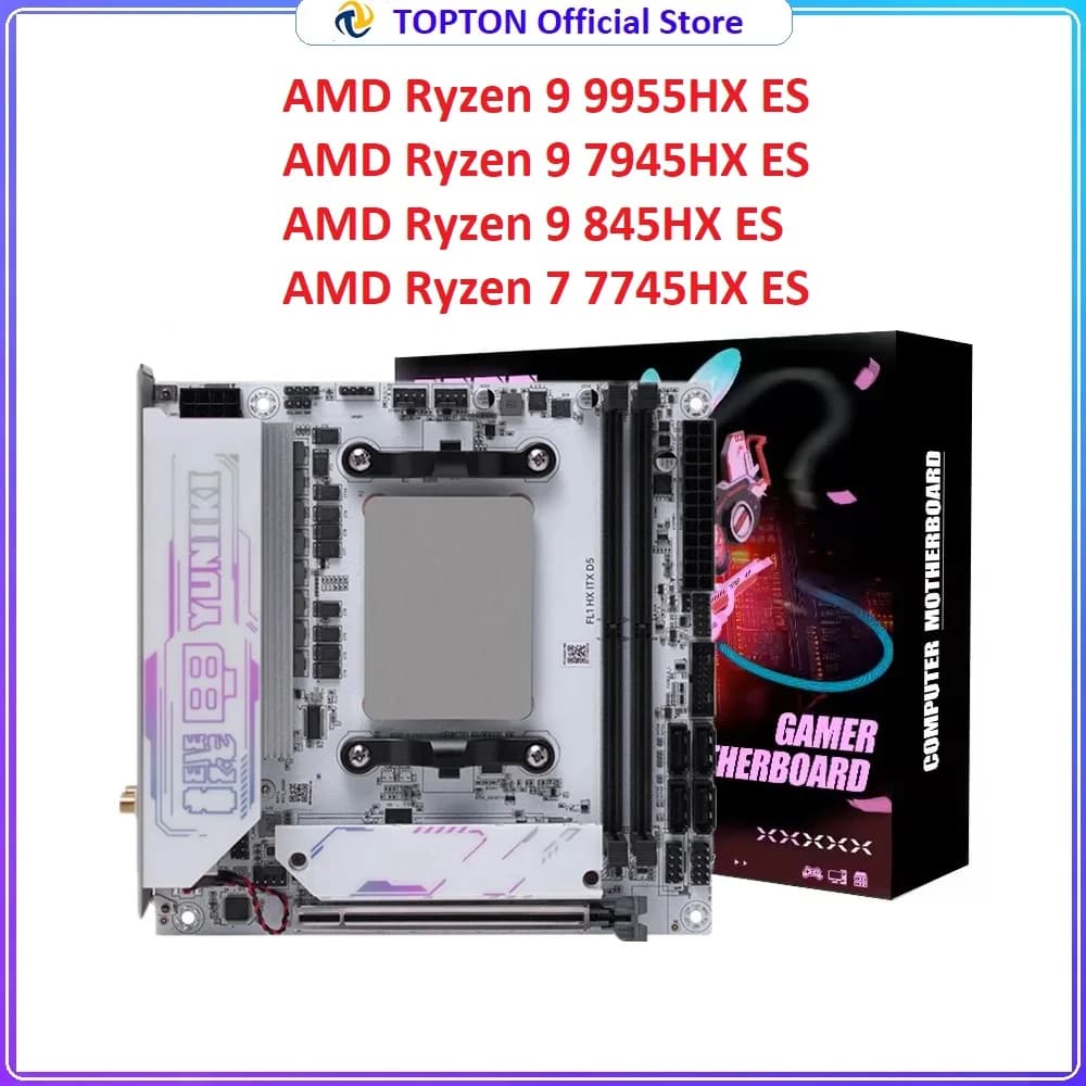TOPC Gaming NAS Motherboard AMD Ryzen 9 9955HX 7845HX ES R7 7745HX ES 2*M.2 NVMe 4*SATA PCIe4.0X16 2.5G LAN WiFi6E ITX Mainboard