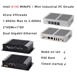Intel N100 N95 Fanless MINIPC Mini Industrial PC Dual LAN 2*HDMI2.0 4K 60Hz+DP 3 Screen Display DDR4 Low Power 0 Noise