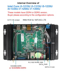 XCY-X58 Fanless IPC I5-1335U I7-10710U Mini PC 2x DB9 RS232 2x Ethernet 8xUSB WiFi 4G Modem Support Win10/11 Linux DC12-19V
