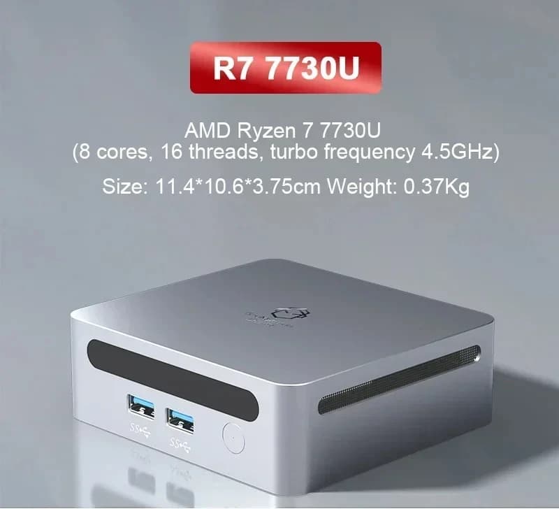 GenMachine Ryzen 7 7730U Mini PC AMD Ryzen Dual Channel DDR4 3200T/s 16GB 500GB PCIe4.0 SSD WiFi6 BT5.2 diy Gaming Computer