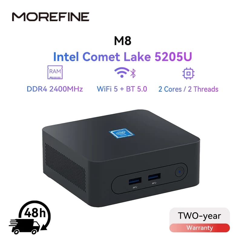 MOREFINE M8 Mini PC Intel 5205U up to 1.9GHz Windows 11 pro 16G RAM 512G SSD 4K@60 WiFi 5/BT 5.1 Laptop/Desktop Computer
