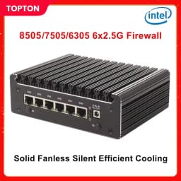 Intel 8505 7505 6305 6 Lans i226-V 2.5G Firewall Soft Router DDR4 NVMe 1*COM Type-C pfSense OPNsense Fanless Mini PC Computer