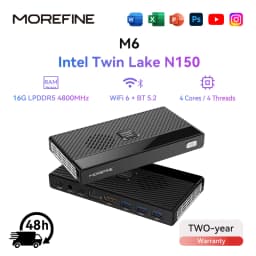 MOREFINE M6 Mini PC 12th Gen Intel N150 Windows 11 LPDDR5 2933MHz NVMe SSD Pocket Computer PC HDMI2.0 4K@60Hz WiFi 6 BT5.2