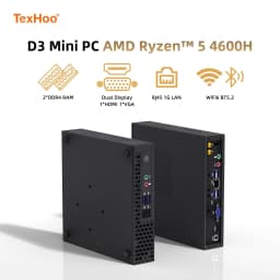 Texhoo MINI PC AMD Ryzen5 4600H Windows 11 16G DDR4 2666MHz 512G NVMe SSD Desktop Mini Computers WIFI6 BT5.2 Dual 4k Display