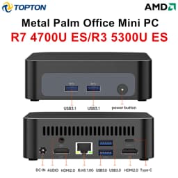 Topton Palm Gaming Mini PC AMD Ryzen 7 4700U ES 3 5300U ES 2*DDR4 2*M.2 Slots Portable Office Desktop PC Windows 11 MiniPC WiFi6