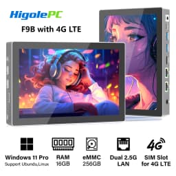 HIGOLEPC Mini PC 12th Gen N95 16GB RAM 256GB ROM,4G Data Mini PC with Screen Dual 2.5GbE LAN Full-Functional USB-C Mini Computer