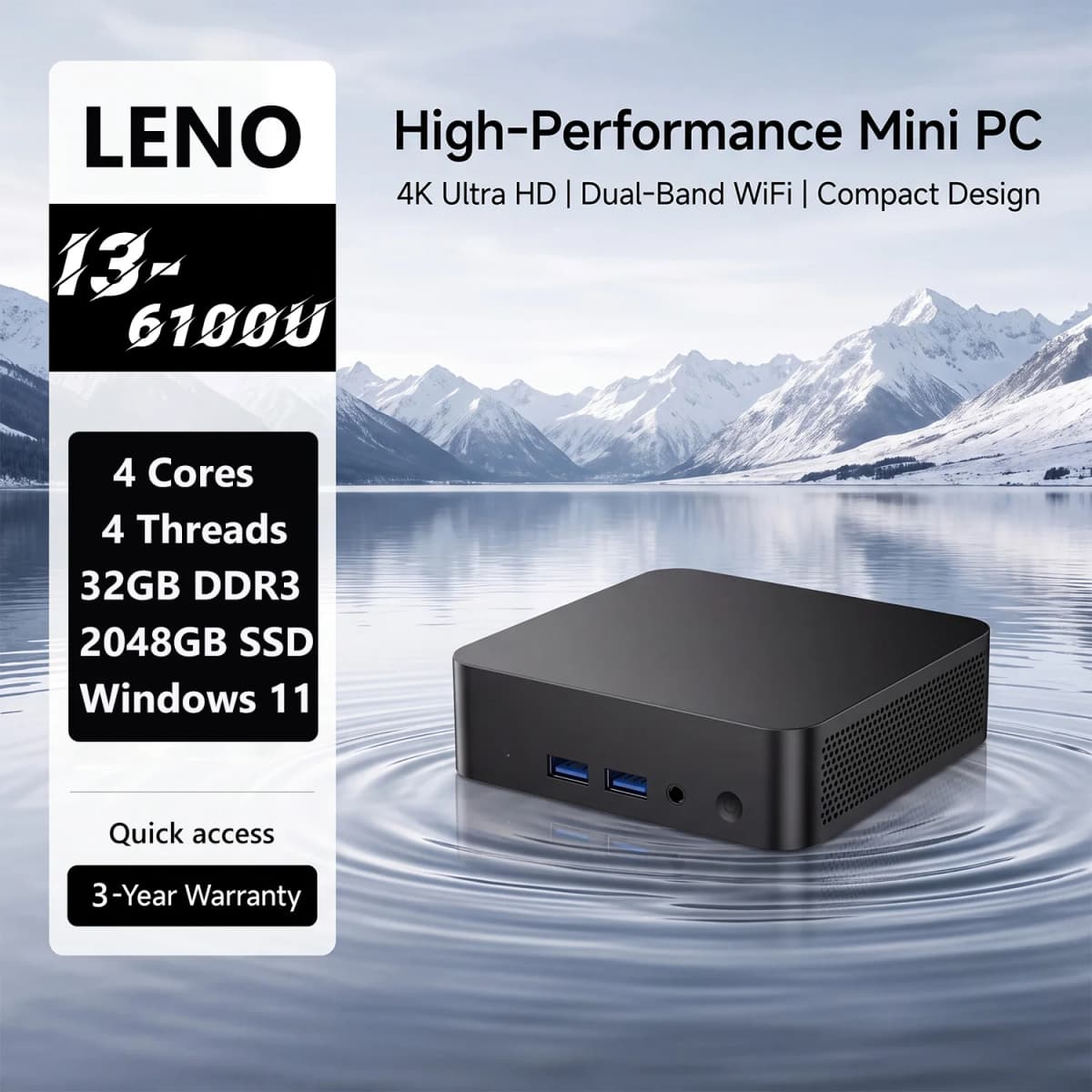 New Mini Pc Intel Core I3 6100U Windows 11 16Gb Ram 512Gb 2Tb Ssd 4K Type C Mini Pc Computer Wifi 6