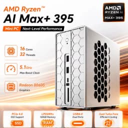 Aittact&TOPC AMD Ryzen AI Max+395 Mini PC Radeon 8060S LPDDR5X USB4 WiFi 7 10GbE+2.5GbE 4×M.2 PCIe4.0 Gaming PC Win11 Pro PC