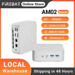 FIREBAT AM02 Mini PC AMD Ryzen 7 H255 DDR5 16GB RAM M.2 PCIe 512GB SSD Barebone PC WiFi6 BT5.2 1000M LAN Windows11 Desktop Computer