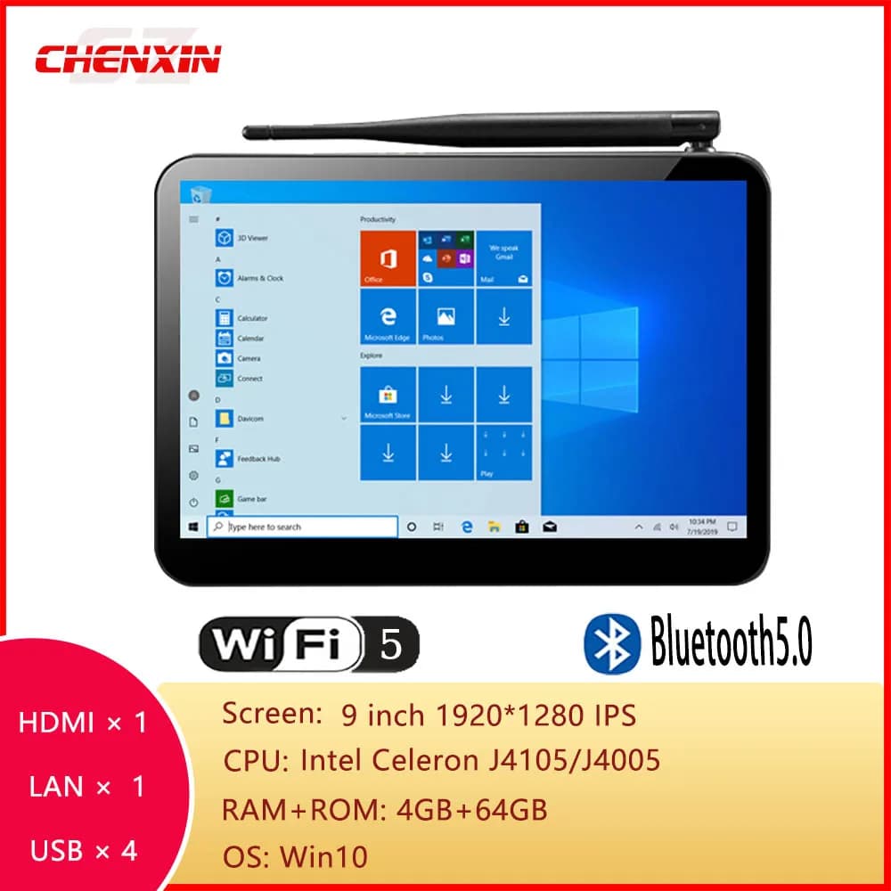 X11 Mini PC J4005 J4105 9inch 1920*1280 Win11 Win10 H9F Tablet PC 4G Ram 64G Rom TV Box BT5.0 Wifi5 RJ45 BT Pipo Mini Desktop