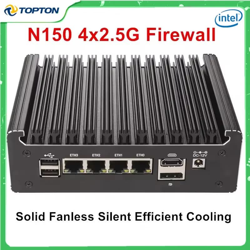 Solid Fanless Firewall Mini PC Intel N150 N95 Core i5 8250U i3 8145U Pentium 4417U 4x2.5G i226 NIC Home Server pfSense OPNsense