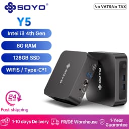 SOYO Y5 Mini PC Intel Core i3 4th 8G RAM 128GB SSD  Mini Computer Windows 10 Pro 4K Dual Display Desktop Computer WiFi 5 Type-C