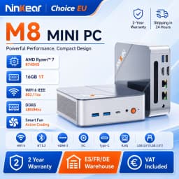 Ninkear M8 Mini PC AMD Ryzen 7 8745HS, Radeon 780M Graphics, 16GB DDR5 1TB SSD, 8K or Triple 4K Display, USB-C, USB 3.2, HDMI, DP 2.0, 2.5G LAN, WiFi 6, Windows 11 Pro