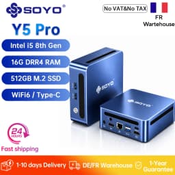 SOYO Y5 Pro Mini PC Intel i5 8th Gen 16GB DDR4 RAM 512 M.2 SSD Win11Pro Mini Computer Dual 4K Display WiFi6 Desktop Computer