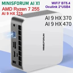 MINISFORUM AI X1 Mini PC R7 255 / Al 9 HX 370/470 Dual Channel DDR5 5600MHz WiFi7 BT5.4 Oculink Dual USB4 Computer Dual Speakers