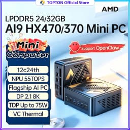Topton Mini PC AMD Ryzen AI 9 HX 470 Intel Ultra 9 285H USB4 24G/32G LPDDR5 2*2.5G LAN 2*PCIe Desktop Gaming Computer Windows 11