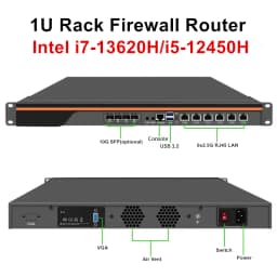Topton 1U Rack Firewall Server Mini PC Intel I7 13620H I5 12450H 4x 2x 10G SFP 6x2.5G Nics 2xNVMe Enterprise Network Workstation