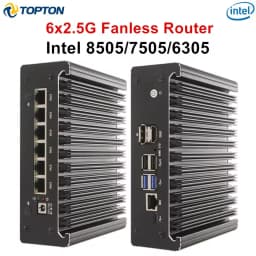 Solid Fanless Mini PC Firewall Intel N100 Pentium Gold 8505 7505 6305 6x2.5G LAN DDR5/DDR4 NVMe/SATA Proxmox/pfSense Home Server