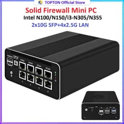 Topton Twin Lake Intel N150 2x 10G SFP+ Solid Firewall Mini PC 4x/8x 2.5G LANs Computer DDR5 NVMe Proxmox Network Homelab Server