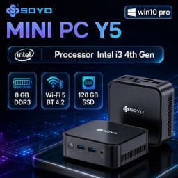 SOYO Y5 Series Mini PC Intel 4th Gen Core CPU 128GBSSD 8GB RAM Wifi5/BT5.0 Window10/11 RPO Quiet operation suitable for home use