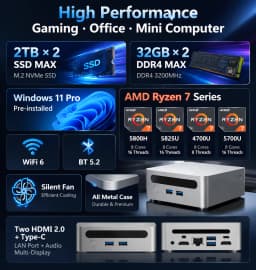SZBOX S58 AMD Ryzen 7 5800H/Ryzen 7 5825U/R7 4700U Mini PC Windows 11 DDR4 3200Mhz Nvme SSD WiFi6 BT5.2 Mini Gaming Computer