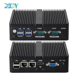 Fanless Industrial Mini PC Celeron J6412 J1900 J2900 N2840 2x COM RS232/RS485 2x Ethernet WiFi 4G LTE SIM Slot Windows Linux
