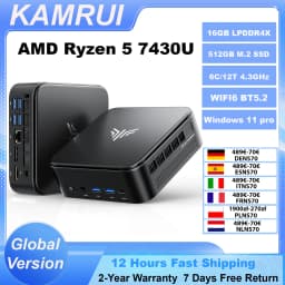 AMD Ryzen7 7730U 7430U Mini PC 32GB LPDDR4X 512GB PCIe3.0 SSD Triple 4K Desktop Computer WiFi6 Win11 Pro for Office Light Gaming