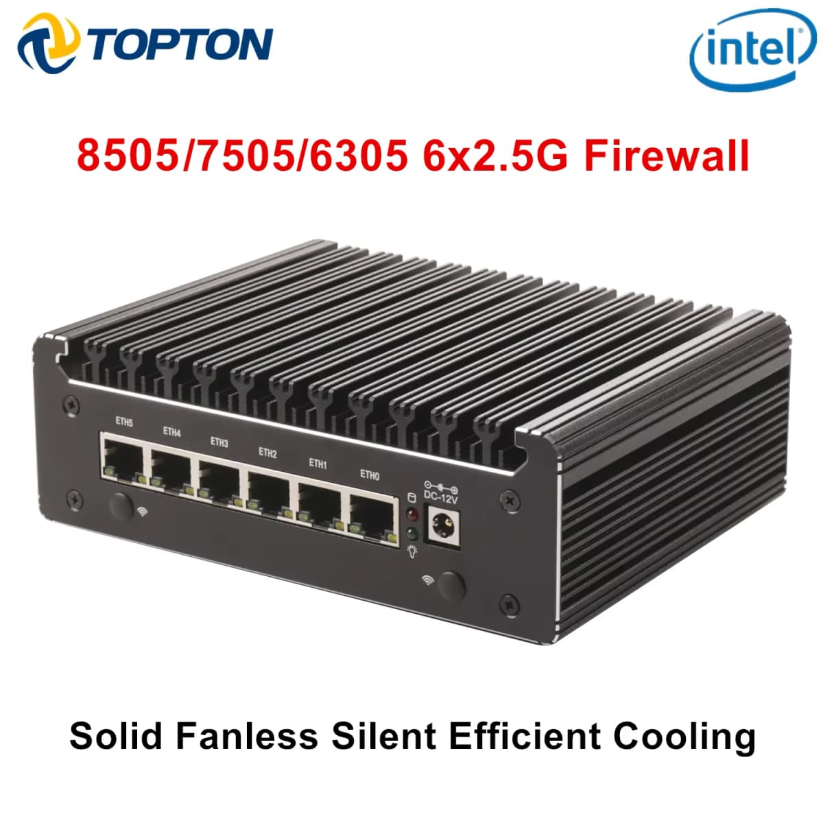 Intel N100 8505 7505 6305 6x I226-V 2.5G Firewall Server Fanless Mini PC DDR4 NVMe 1*COM Type-C PfSense OPNsense Mini Computer