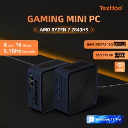 Texhoo Mini PC Windows 11 Pro Ryzen DDR5 4800MHz WiFi6 BT5.2 Gaming PC Diy Gaming Computer Compact Mini PC AMD Ryzen7 7840HS