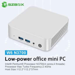 SZBOX W6 Mini PC Intel N3700 MINI PC Windows 10 SO-DIMM RAM 8GB 128GB SSD RJ45 1000M LAN M.2 SATA3*2 Desktop Gaming Computer