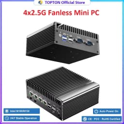 Topton Intel N150 Fanless Mini PC N100 4 x2.5G LAN I226-V 2*COM DDR4 NVMe Efficient Cooling Solid Firewall PC Industrial Compute