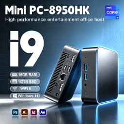 Portable Intel i9 Mini PC Computer Windows 11 1/2TB SSD Intel Core i9 8950HK Intel Core i3 6100U Mini Pc 3-screen display 4K HD i9 Mini Pc Desktop Computer Intel UHD Graphics PC Mini WiFi 6 BT5.2 Mini Pc