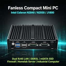 Fanless Compact Mini PC Intel Celeron N2840 N2930 J1800 Dual RJ45 LAN DDR3L mSATA SSD Firewall Home Server Industrial Computer