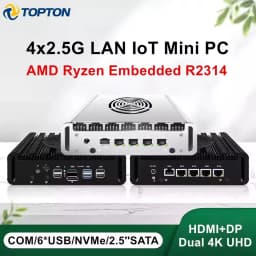 Topton Firewall Router Mini PC Intel N150 AMD Ryzen Embedded R2314 4x2.5G LAN NVMe 6xUSB Proxmox pfSense OPNsense Home Server