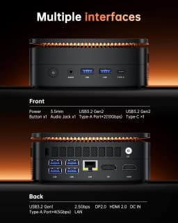 KAMRUI Mini PC R7 7735HS 16GB LPDDR5 512GB PCIe3.0 SSD Triple 4K Disply WiFi6 BT5.2 2.5Gbps LAN Win11Pro for Light Gaming Office