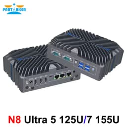 Partaker Industrial PC 14th Gen Ultra 5 125U Ultra 7 155U Win11 Pro 4K 3x HD 3x LAN Type-C Digital Signage Fanless AI Mini PC