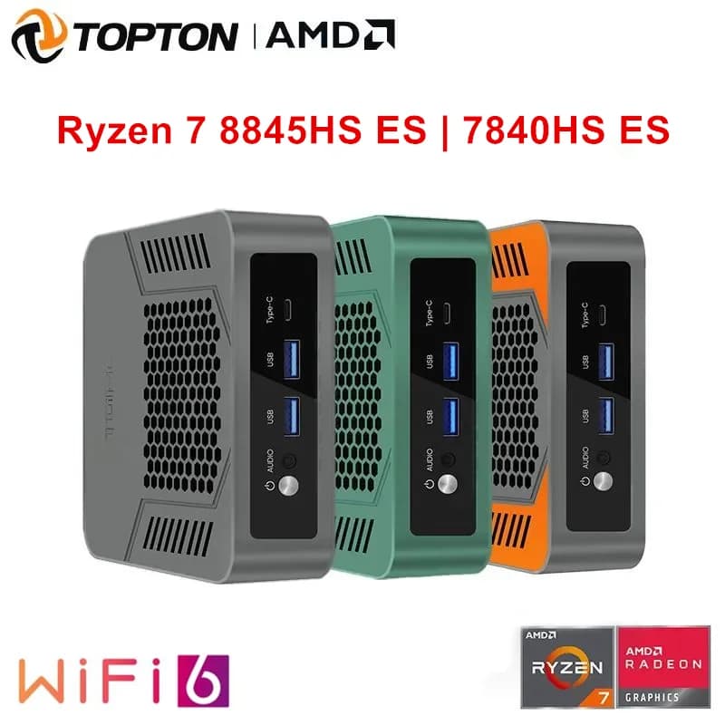 Topton Gaming Mini PC Dual LAN AMD Ryzen 5 7640HS ES USB4.0 2xDDR5 Windows 11 Pro Office Nuc Mini Desktop Computer WiFi6 BT5.2