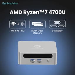 Genmachine AMD Ryzen 4700U 8G+256G/16G+512G Mini PC Easily handle 8-core 16 thread 4K High-definition entertainment WiFi 6