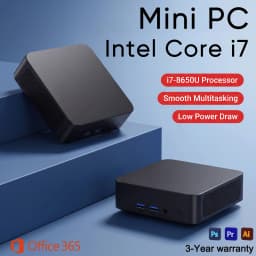 2026 New Intel Core I7 8650U Mini PC Windows 11 Pro 32GB+2TB Ultra Compact Silent Desktop Computer Dual HDMI Business Office