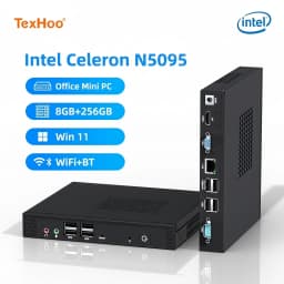 Texhoo MINI PC Intel Celeron N5095 16G DDR4 256G SSD Windows 11 Desktop Mini Computers WIFI5 BT4.0 Dual 4k Display
