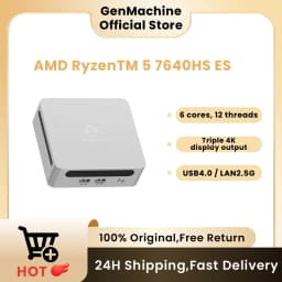 Mini PC USB4 LAN 2.5G Genmachine Ryzen5 7640HS ES 6 Cores, 12 Threads Win11 WiFi 6 Gaming PC DDR5 6400MHz Display 4K Computer