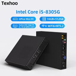 Texhoo MINI PC Intel Core i5‑8305G AMD GPU Radeon RX Vega M GL 4GB HBM2 16G DDR4 2666Mhz 512G SSD Desktop Mini Computers WIFI6