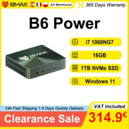 BMAX Mini PC B6 Power Intel Core i7 1060NG7 16GB RAM 1TB Windows 11 NVMe SSD NVMe_2280X2 HDMI USB Bluetooth Computer Type-C