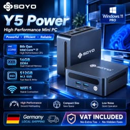 SOYO Y5 Power Mini PC Intel Core i7 8th Gen CPU Processor 16GB DDR4 RAM 512GB M.2 SSD Window 11 PRO WiFi5+BT High Performance Micro Home Office Computer